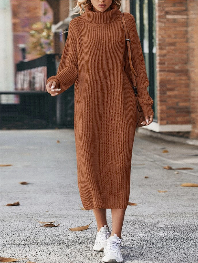 Chessie™ | Elegant Knitted winter dress with turtleneck