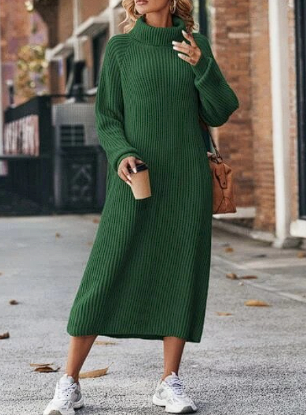 Chessie™ | Elegant Knitted winter dress with turtleneck