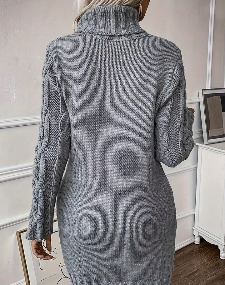 Alicia™ | Elegant Knitted winter dress with turtleneck