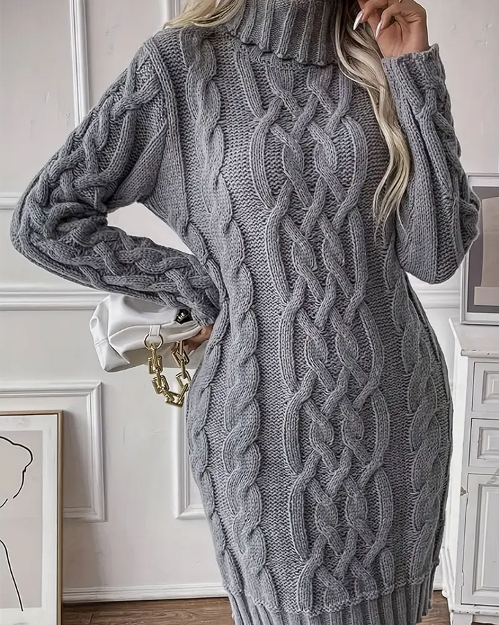 Alicia™ | Elegant Knitted winter dress with turtleneck