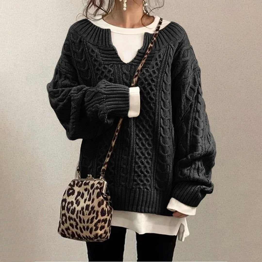 Ava™ - High-quality oversized cable-knit jumper